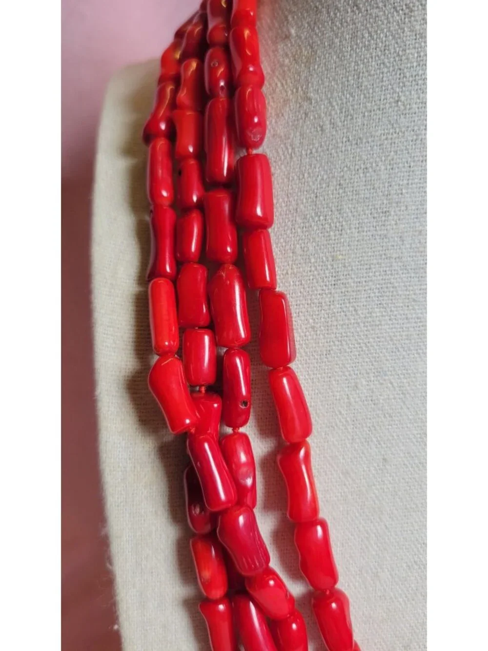 NWT Gemma C New York Layered Red Coral Long Beaded 925 Silver Necklace N1A